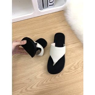 Faux Leather Slide Thong Sandals