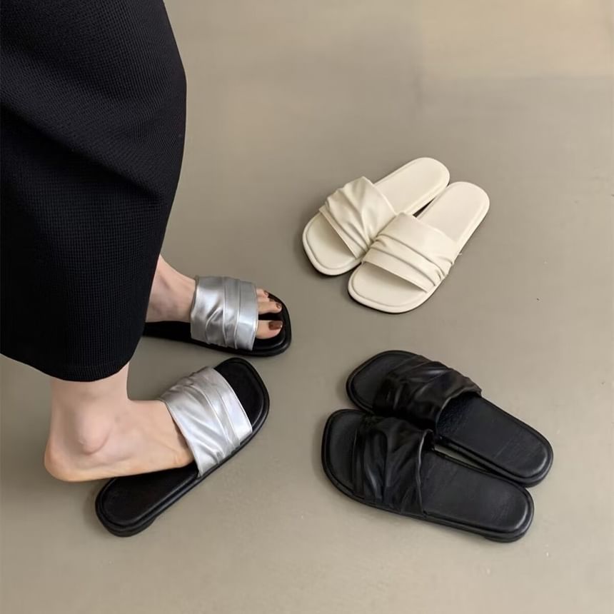Ruched Slide Sandals