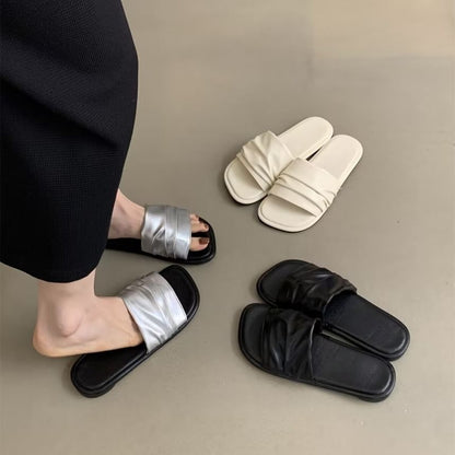 Ruched Slide Sandals