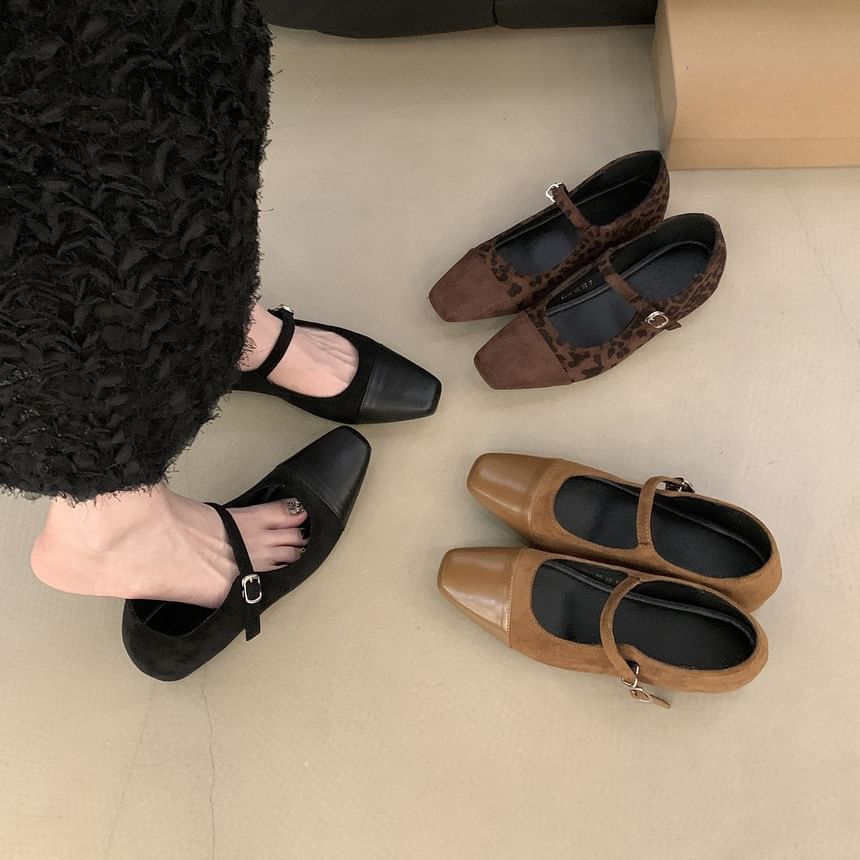 Square Cap Toe Hidden Wedge Mary Jane Pumps