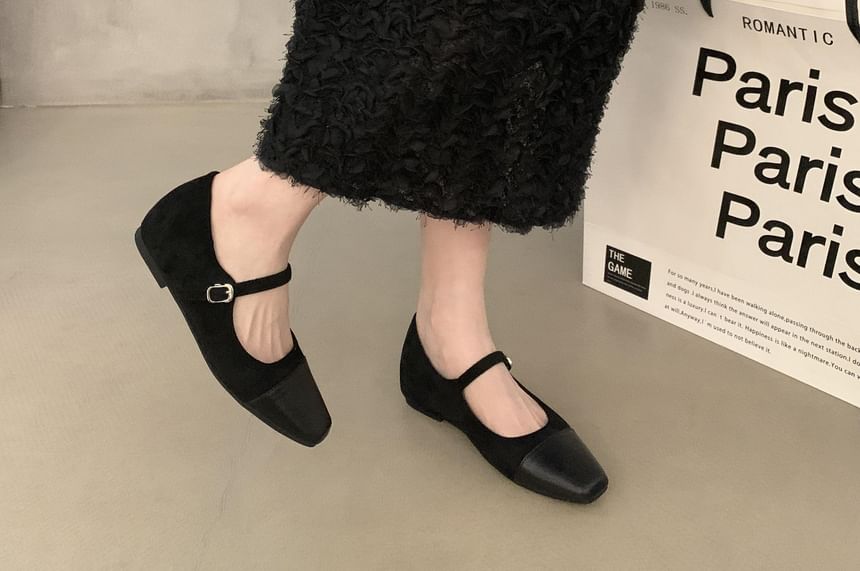 Square Cap Toe Hidden Wedge Mary Jane Pumps