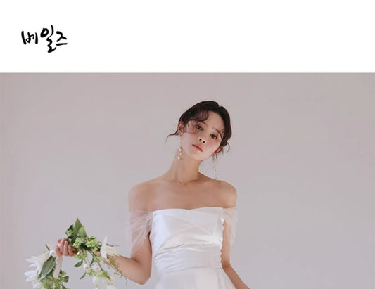 Cap-Sleeve Plain Mesh Panel Maxi A-Line Wedding Dress