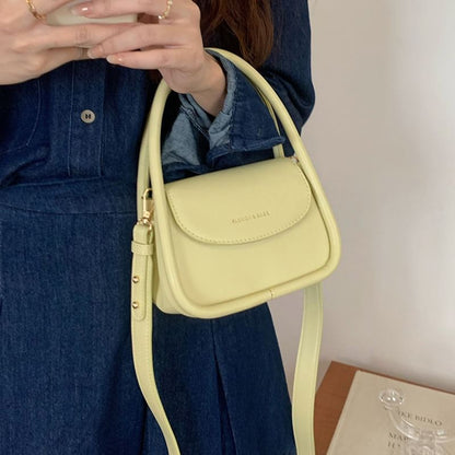 Top Handle Faux Leather Flap Crossbody Bag