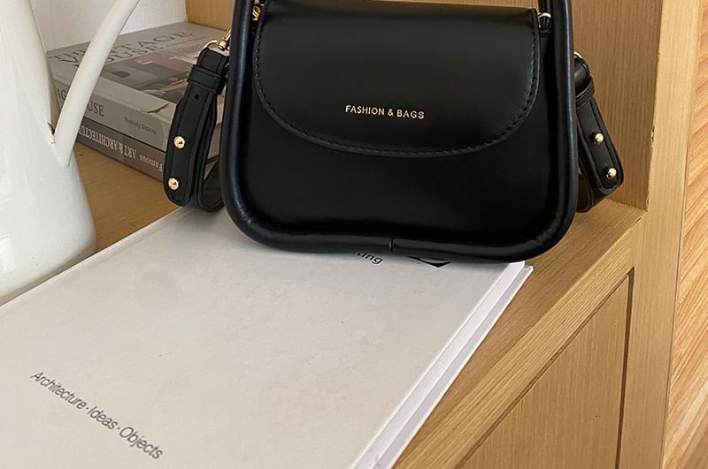 Top Handle Faux Leather Flap Crossbody Bag