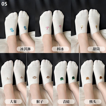 Socks Animal Low Cut Set Embroidery