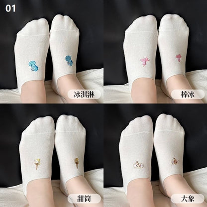 Socks Animal Low Cut Set Embroidery