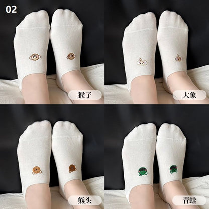 Socks Animal Low Cut Set Embroidery
