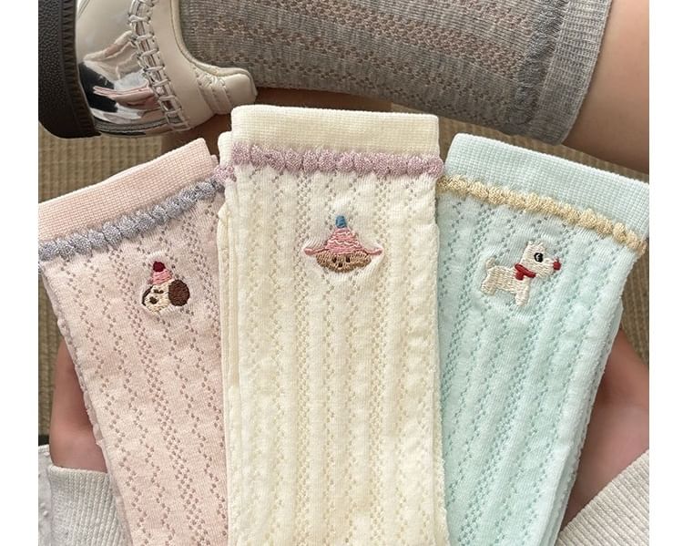 Crew Set Embroidered Socks