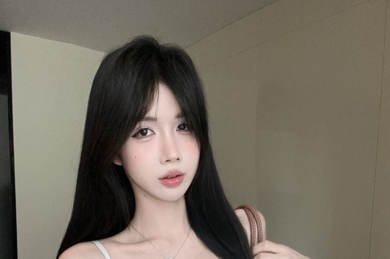 Slit Lace Trim Slim Fit Camisole Top