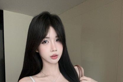 Slit Lace Trim Slim Fit Camisole Top