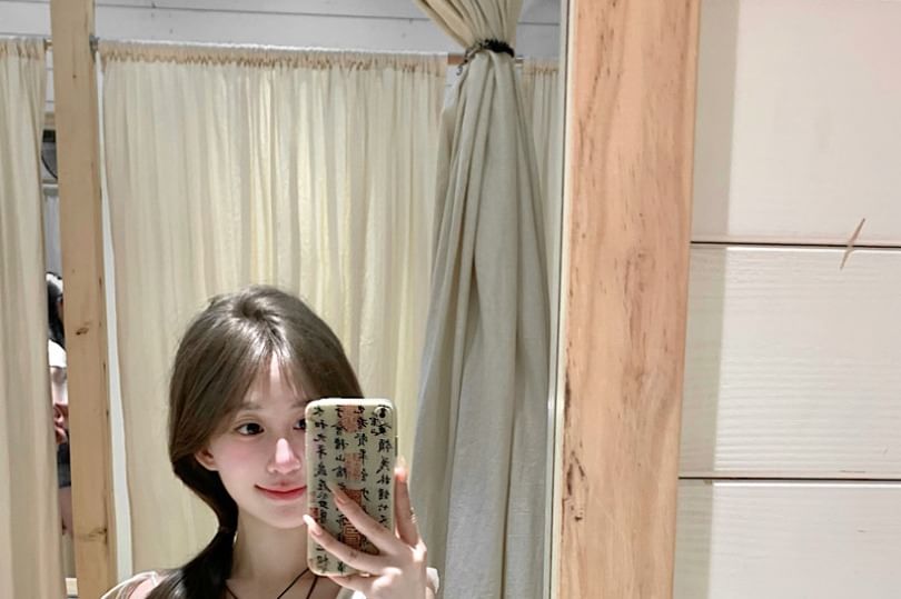 Sleeveless Plain Asymmetrical Ruffle Trim Midi A-Line Dress