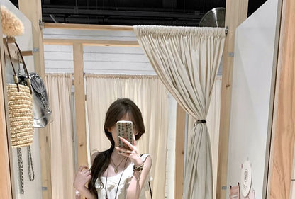 Sleeveless Plain Asymmetrical Ruffle Trim Midi A-Line Dress