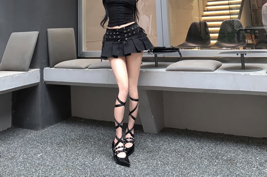 Camisole Top and Grommet Pleated Skirt Set