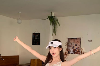 Plain Lace Panel Slim Fit Tank Top / High Rise Maxi A-Line Skirt