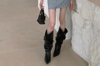 High Rise Striped Rhinestone Denim Mini Pencil Skirt