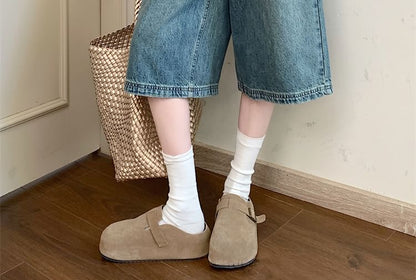 High Rise Washed Capri Wide Leg Jeans