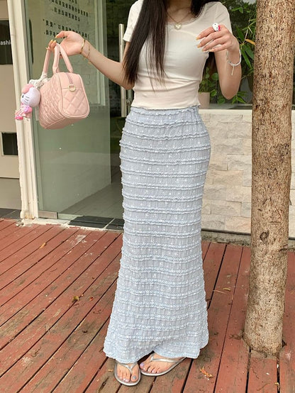 High Rise Floral Tiered Maxi Pencil Skirt