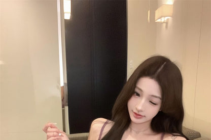 Ruffle Trim Lace Panel Flowy Cami Top