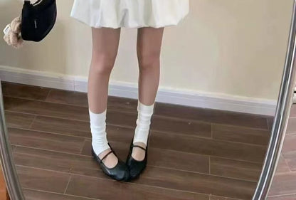 Set: High Rise Plain Bubble Hem Mini A-Line Skirt + Belt