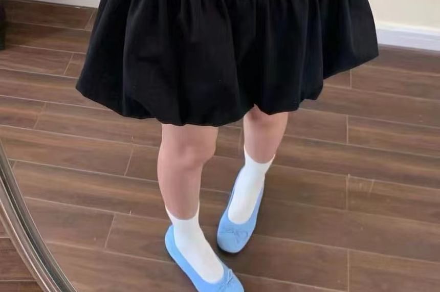 Set: High Rise Plain Bubble Hem Mini A-Line Skirt + Belt