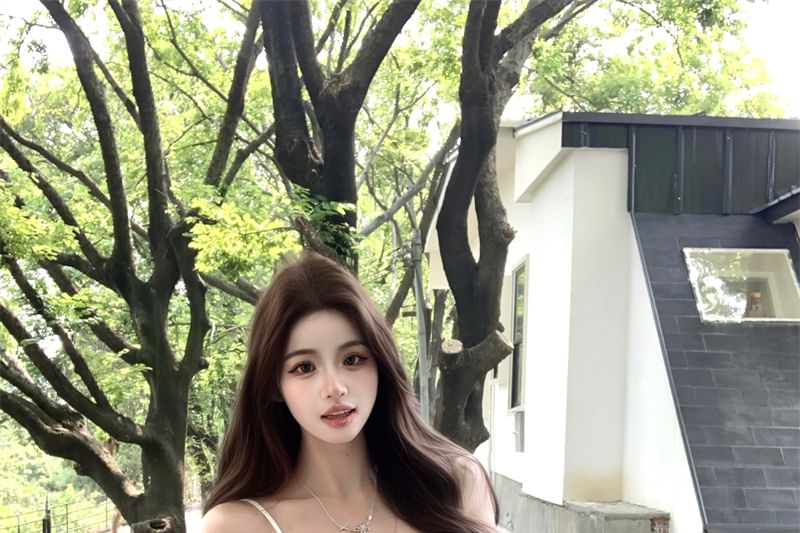 Plain Lace Panel Corset Top / Cardigan