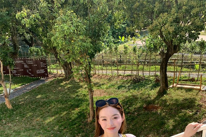 Spaghetti Strap Bow Ruched Lace Panel Mini A-Line Dress / Melange Ruffle Trim Cardigan