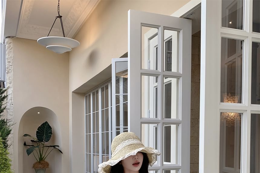 Mock Two-Piece Spaghetti Strap Floral Fringed Mini Bodycon Dress