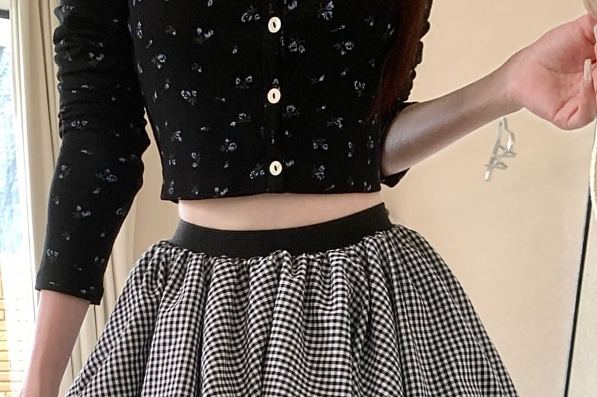 High Rise Bubble Hem Mini A-Line Skirt