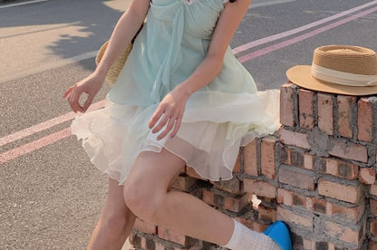 Flowy Camisole Top and Lettuce Hem Mini Skirt Set