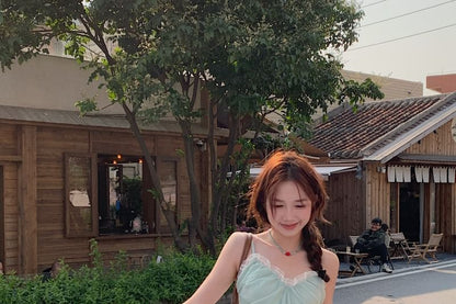 Flowy Camisole Top and Lettuce Hem Mini Skirt Set