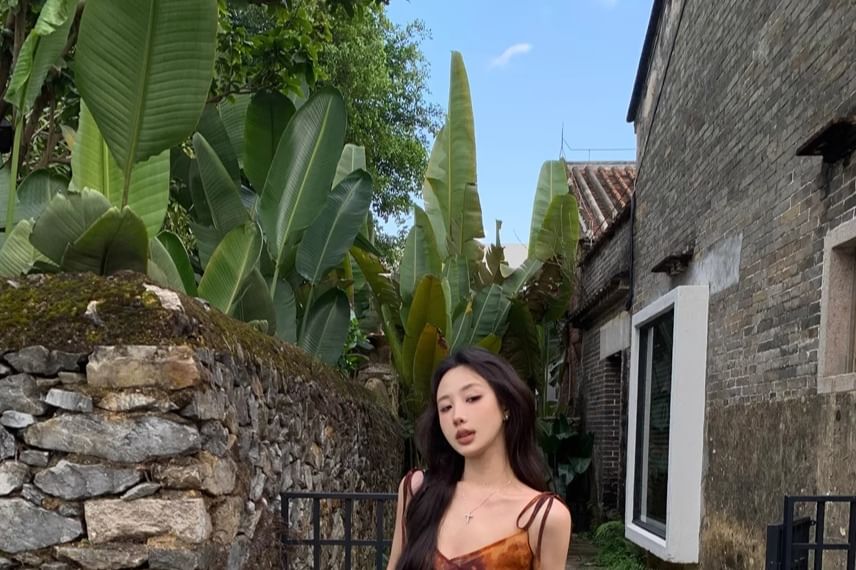 Tie Dye Asymmetrical Long Camisole Top