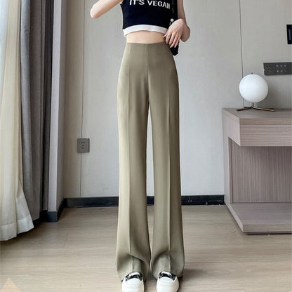High Waist Plain Straight Leg Dress Pants (Various Designs)