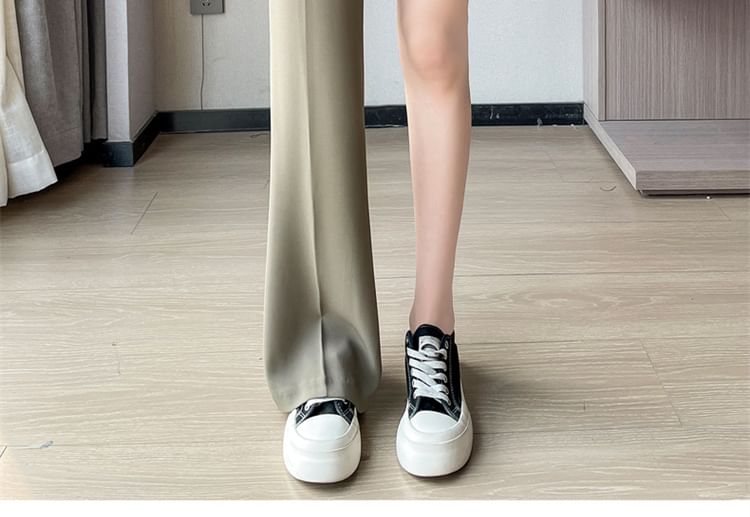 High Waist Plain Straight Leg Dress Pants (Various Designs)