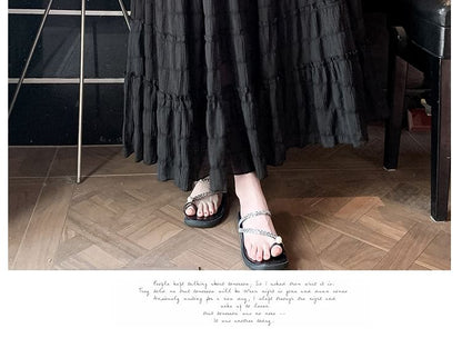 Elastic Waist Plain Tiered Mesh Midi A-Line Skirt