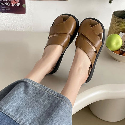 Platform Plain Cutout Faux Leather Sandals