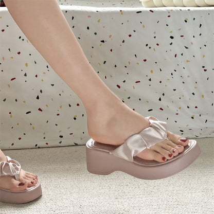 Platform Ruched Thong Sandals