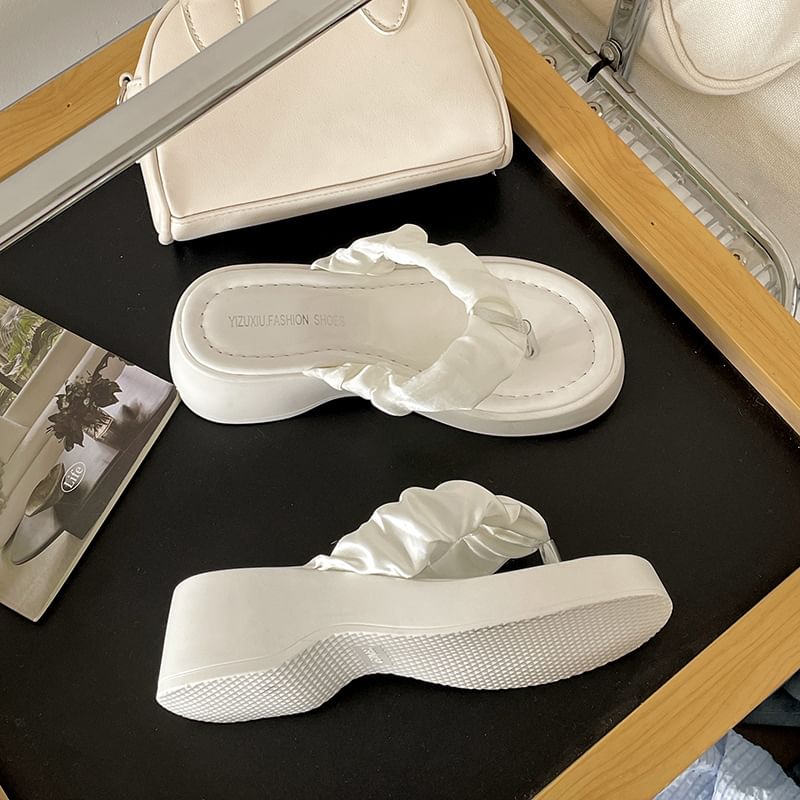 Platform Ruched Thong Sandals