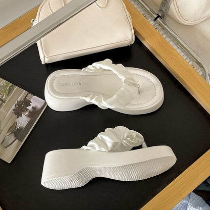 Platform Ruched Thong Sandals