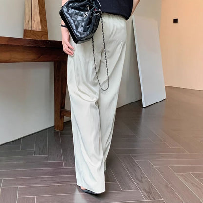 Plus Size High Rise Plain Wide Leg Pants