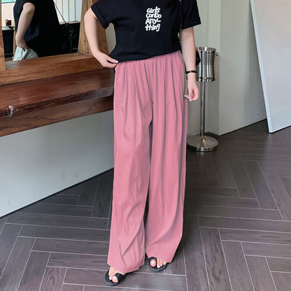 Plus Size High Rise Plain Wide Leg Pants