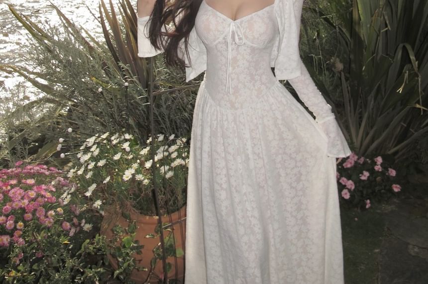 Jacket Spaghetti Strap Dress Jacquard Floral A-Line Crop / Maxi