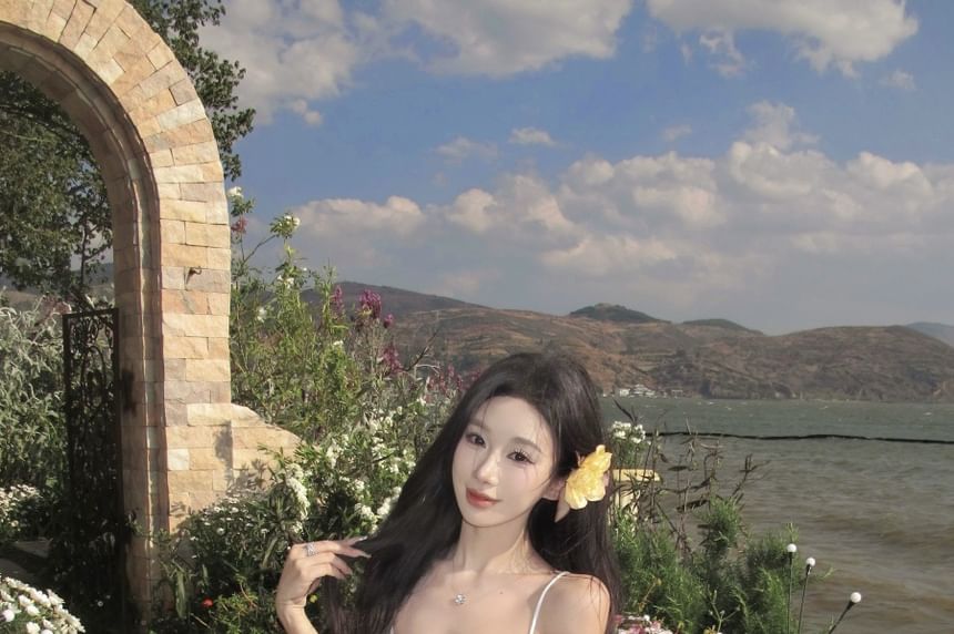 Jacket Spaghetti Strap Dress Jacquard Floral A-Line Crop / Maxi