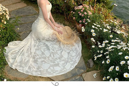 Floral A-Line Dress Jacquard Strap Maxi Spaghetti