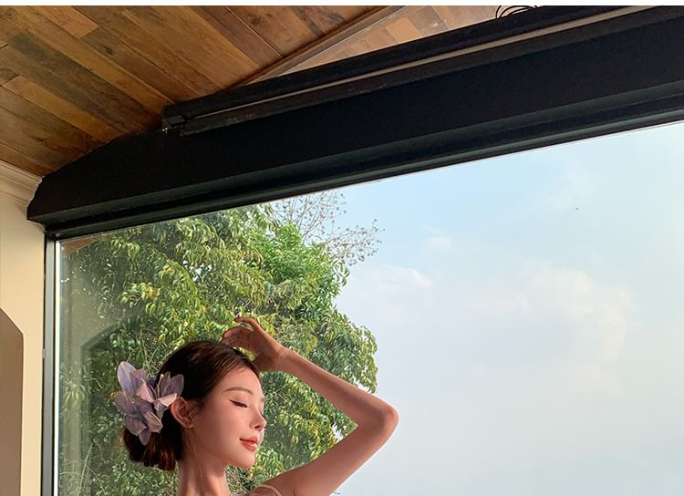 Floral A-Line Dress Jacquard Strap Maxi Spaghetti