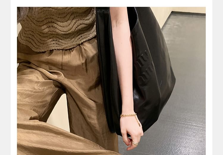 Square Toe Ruched Faux Leather Toe Loop Slide Sandals