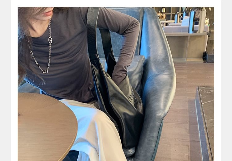 Square Toe Ruched Faux Leather Toe Loop Slide Sandals