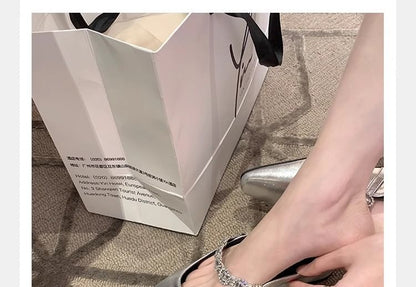 Hidden Wedge Rhinestone Faux Leather Mary Jane Mules