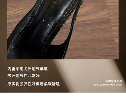 High Heel Pointed Toe Bow Satin Slingback Sandals