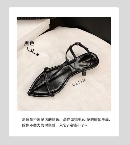 Wedge Heel Pointed Toe Genuine Leather Slingback Sandals