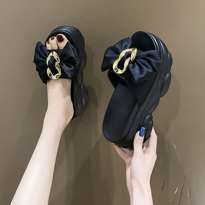 Platform Bow Slide Sandals